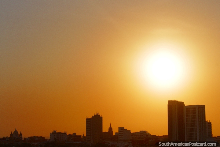 Orange sunset over Cartagena, night is coming.  (720x480px). Colombia, South America.