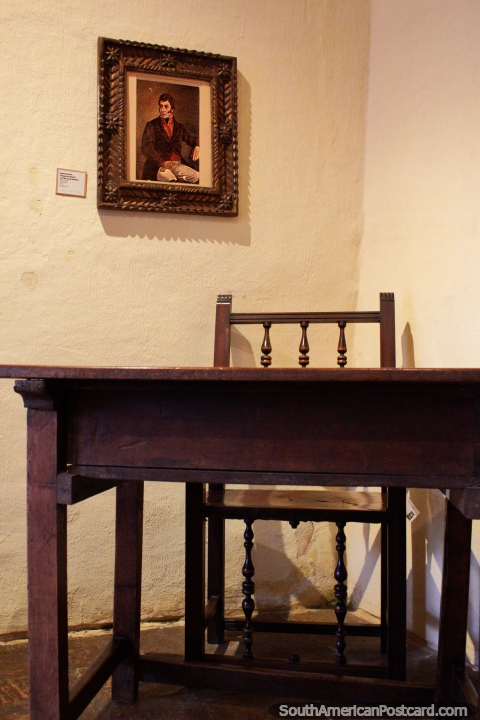 Writing desk of Antonio Narino who died in Villa de Leyva, an independence leader (1765-1824). (480x720px). Colombia, South America.