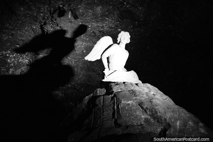 White angel and her shadow looks best in black and white, Salt Cathedral, Zipaquira. (720x480px). Colombia, South America.