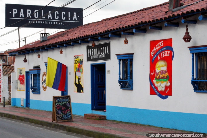 Restaurante Parolacia em Zipaquira, comida colombiana e hambúrgueres. (720x480px). Colômbia, América do Sul.