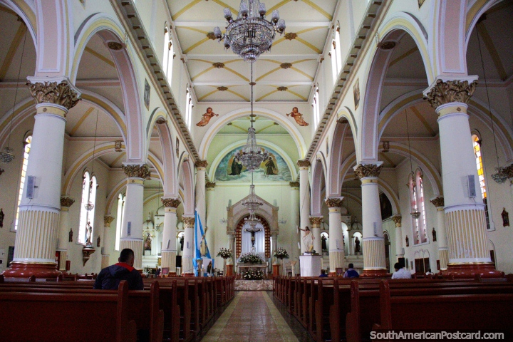 Columns and archways, the interior of the Santuario del Senor de los Milagros, church in Ibague. (720x480px). Colombia, South America.