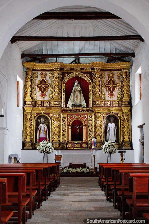 La Merced Church (1536), one of the oldest buildings in Cali, the gold interior. (480x720px). Colombia, South America.