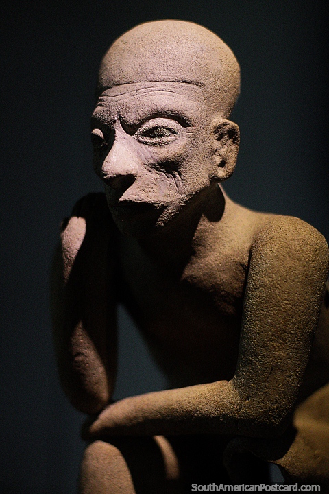Pre-Columbian pottery, volumes, vessels, faces, urns, folds, men, creatures, monsters - La Merced Archaeological Museum, Cali. (480x720px). Colombia, South America.