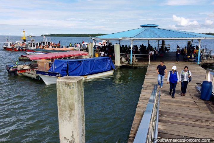 Tourist wharf in Buenaventura with boats to take people to beaches northward and places around. (720x480px). Colombia, South America.