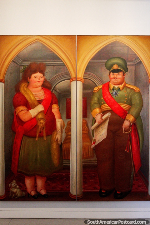 El Palacio (La esposa y el general), 1975, de Fernando Botero, óleo sobre tela, Museo de Antioquia, Medellín. (480x720px). Colombia, Sudamerica.