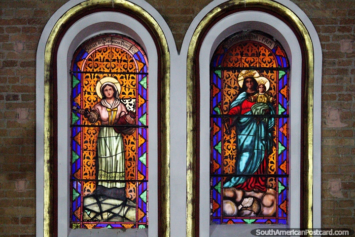 Colorful stained glass windows at the cathedral in Pereira. (720x480px). Colombia, South America.