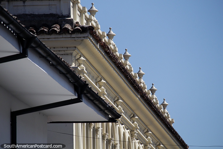 Details of the architecture all around in Popayan, intricate roofing decoration. (720x480px). Colombia, South America.