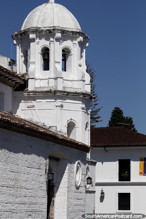 Igreja de Santo Domingo em Popayan, estilo barroco neo-granada, desenho do século XIX. (480x720px). Colômbia, América do Sul.