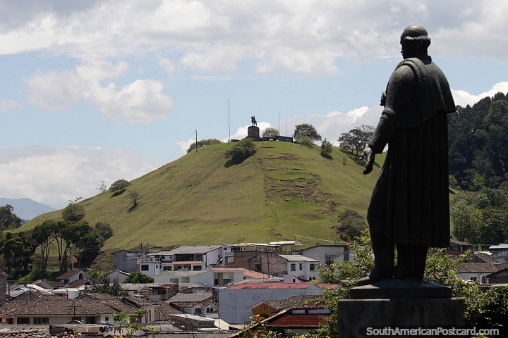 Morro de Tulcan hill with the founder of Popayan on horseback - Sebastian de Belalcazar. (720x480px). Colombia, South America.