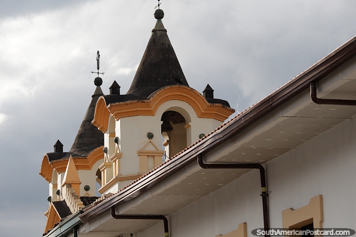 Steeples and bell towers of San Jose Church in Popayan, built second half of the 17th century. (720x480px). Colombia, South America.