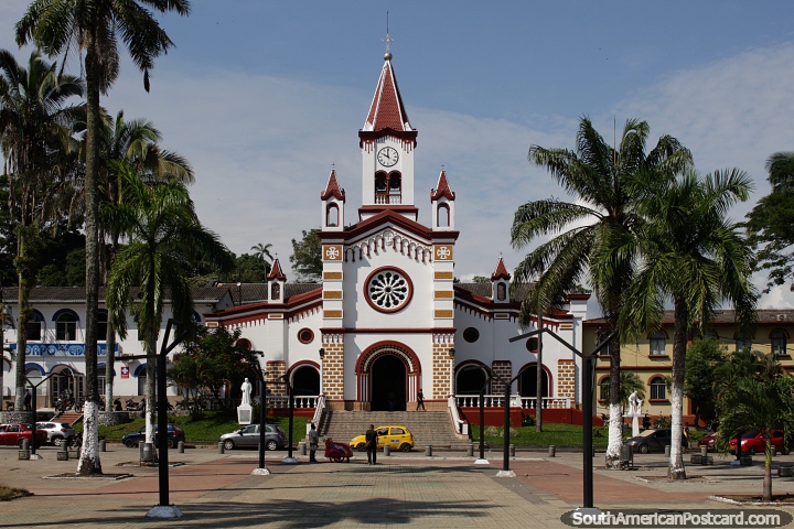 Our Lady of Lourdes Cathedral in Florencia (1908), reconstructed between 1932-37 at San Francisco Park. (720x480px). Colombia, South America.
