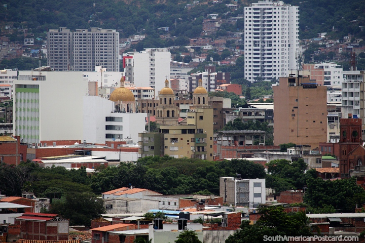 The cathedral in the central city of Cucuta, view from the hills. (720x480px). Colombia, South America.