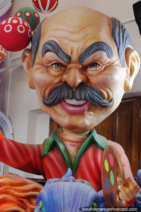 Un personaje de artista ms grande que la vida, el museo del carnaval en Pasto. (480x720px). Colombia, Sudamerica.