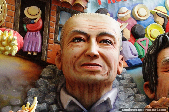Famous man holding french fries, but who is he? Carnival museum, Pasto. (720x480px). Colombia, South America.
