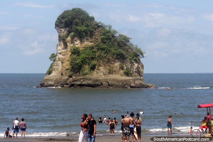 The small island in the bay at Morro beach is another great landmark in Tumaco. (720x480px). Colombia, South America.