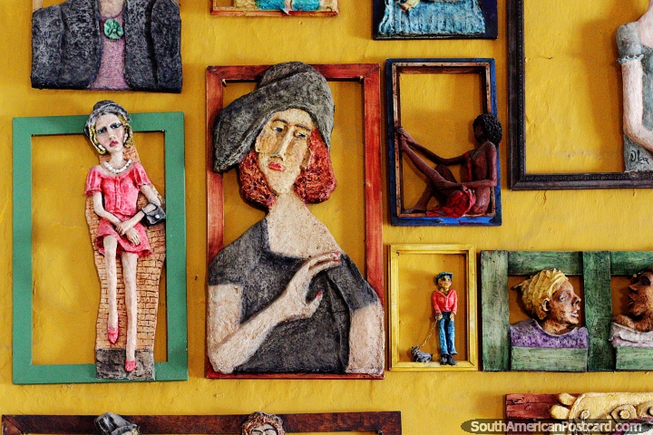 Retratos de cermica en 3 dimensiones, gran arte en Santa Fe de Antioquia. (720x480px). Colombia, Sudamerica.