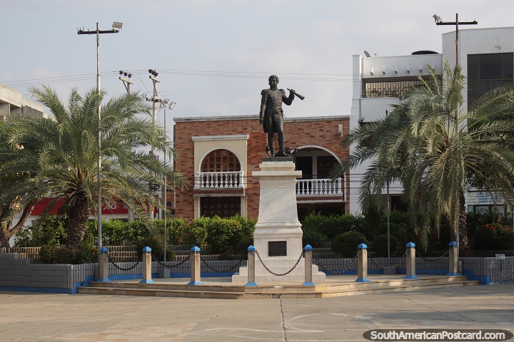 Plaza Jose Prudencio Padilla in Riohacha, a military leader (1784-1828). (720x480px). Colombia, South America.