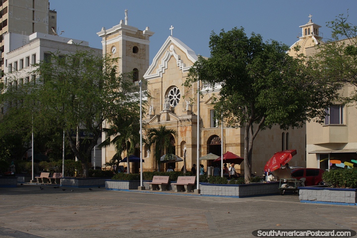 Plaza and cathedral in Riohacha. (720x480px). Colombia, South America.