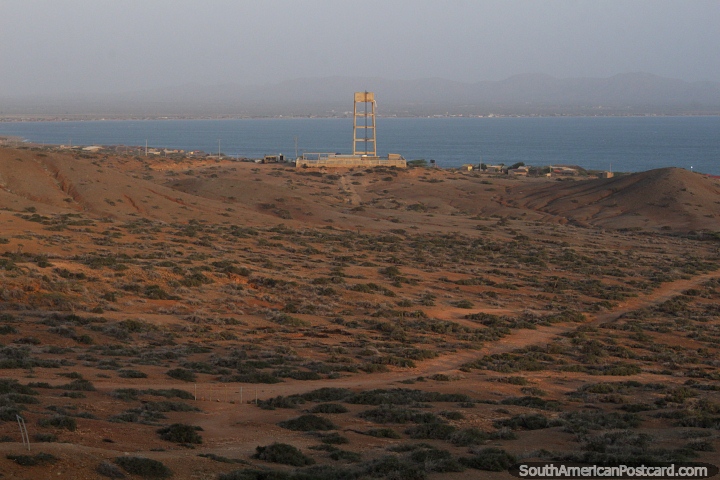 Big water tower and the bay around Cabo de la Vela. (720x480px). Colombia, South America.