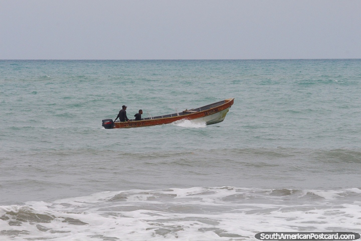Small boat motors along the seafront in Palomino. (720x480px). Colombia, South America.