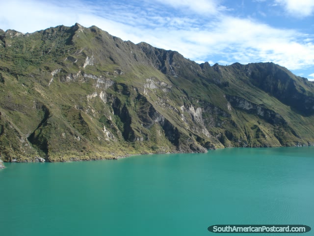 Quilotoa Laguna has a greenish color because of dissolved minerals. (640x480px). Ecuador, South America.