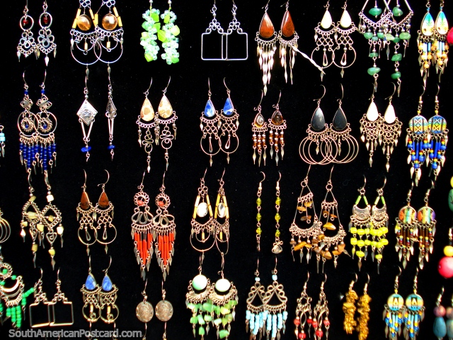 The earrings and jewelry in Otavalo is irresistible. (640x480px). Ecuador, South America.