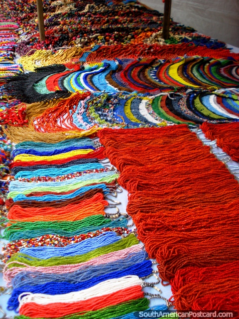 Otavalo is a jewelry lovers paradise, colorful beads and necklaces. (480x640px). Ecuador, South America.