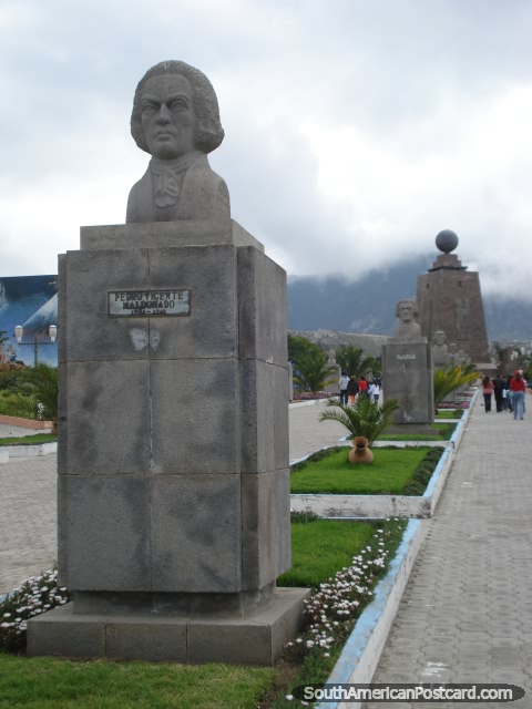 Pedro Vicente Maldonado statue at Mitad del Mundo. (480x640px). Ecuador, South America.