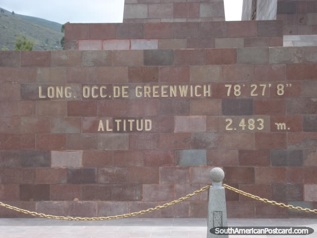 Long. Occ de Greenwich 78 27 8, Altitud 2483m, Mitad del Mundo. (640x480px). Ecuador, South America.