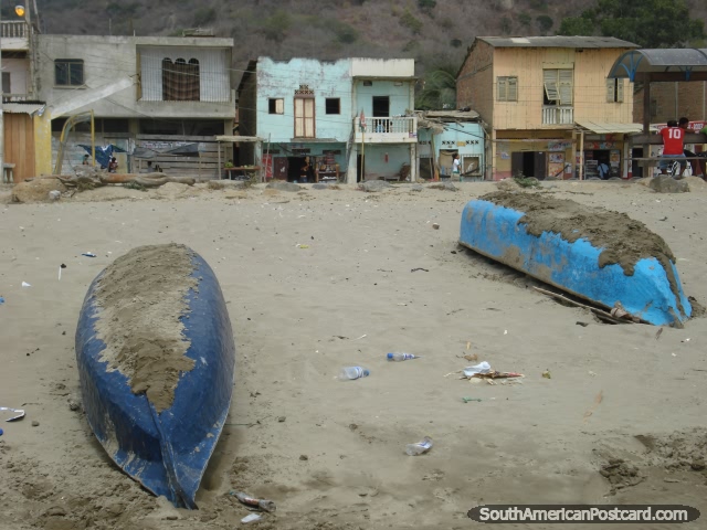 A aldeia de pesca relaxada em Porto Lopez. (640x480px). Equador, América do Sul.