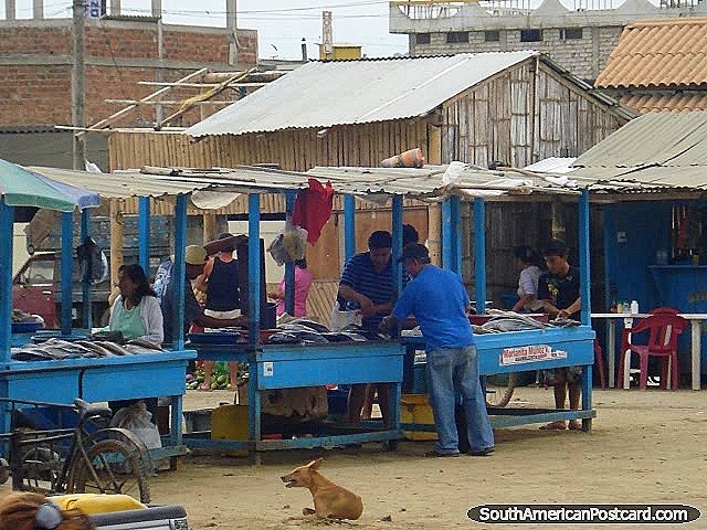 Mercado de peixes de Porto Lopez. (640x480px). Equador, América do Sul.