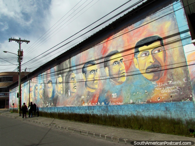 Wall art of 12 important men in Ecuador, Cayambe. (640x480px). Ecuador, South America.