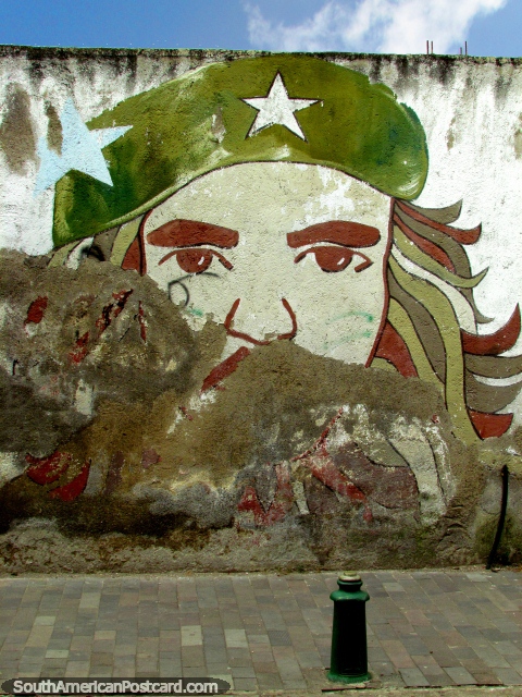 Arte de parede de Che Guevara em Cayambe. (480x640px). Equador, América do Sul.