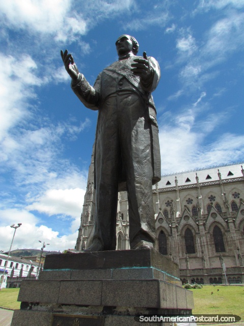 Dr. Gabriel Garcia Moreno (1821-1875) statue in Quito, President of Ecuador. (480x640px). Ecuador, South America.