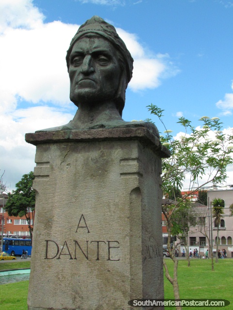 Monument to Dante, park La Alameda in Quito. (480x640px). Ecuador, South America.