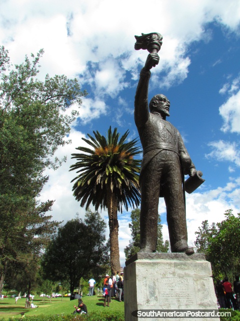 Eloy Alfaro Delgado (1842-1912) monument in park El Ejido in Quito. (480x640px). Ecuador, South America.