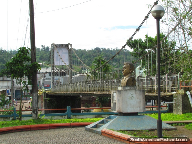 Bridge across the river from park in Tena. (640x480px). Ecuador, South America.