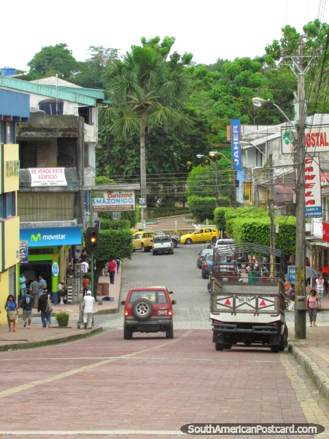 Street in central Tena. (480x640px). Ecuador, South America.