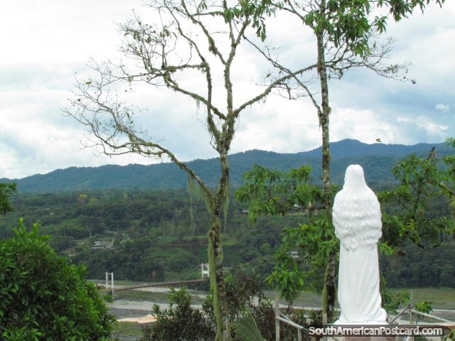 Monument overlooking the river and jungle in Macas. (640x480px). Ecuador, South America.
