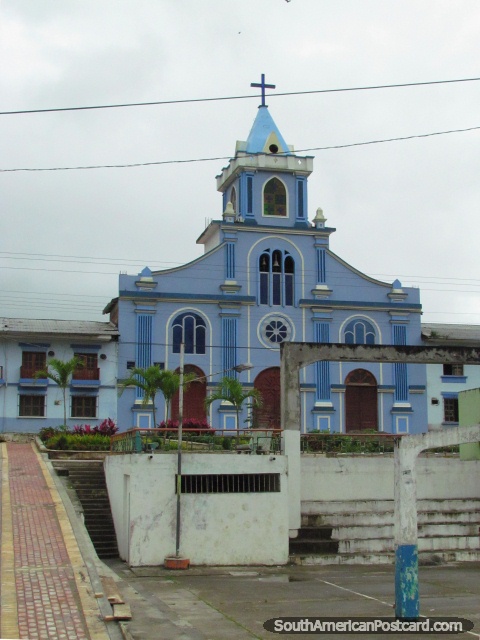 The blue church in Cumbaratza. (480x640px). Ecuador, South America.