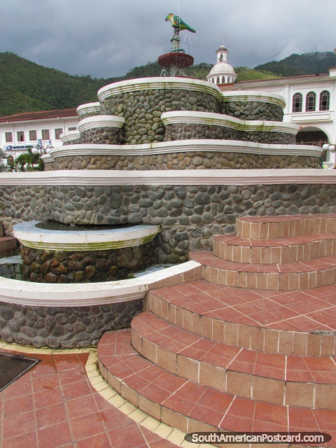 The fountain in the park in Zamora. (480x640px). Ecuador, South America.