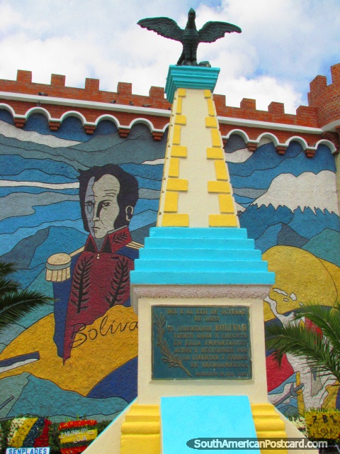 Pintura mural de Simon Bolivar en Loja. (480x640px). Ecuador, Sudamerica.