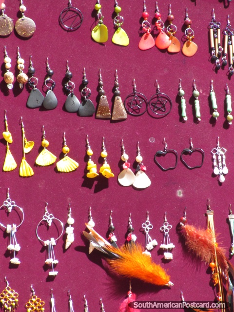 Handmade jewelry at Pacha Fair in Vilcabamba. (480x640px). Ecuador, South America.