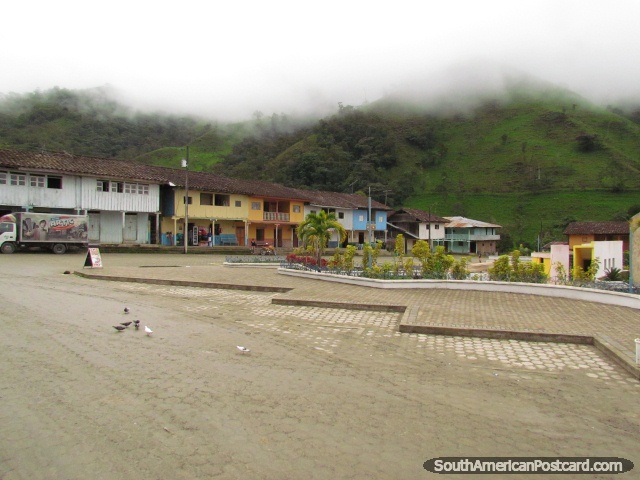 Colorful houses in Valladolid below the cloud forest. (640x480px). Ecuador, South America.