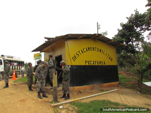 Military checkpoint in Pucapamba near the border. (640x480px). Ecuador, South America.