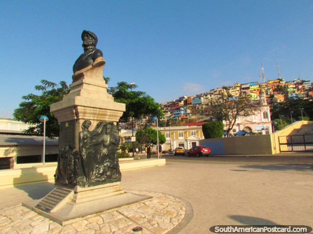 O fundador de Guayaquil Francisco de Orellana (1511-1546), cabea de bronze. (640x480px). Equador, Amrica do Sul.
