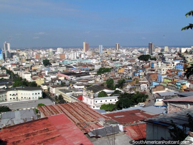 Vises que contemplam do alto Guayaquil de colina de Santa Ana. (640x480px). Equador, Amrica do Sul.