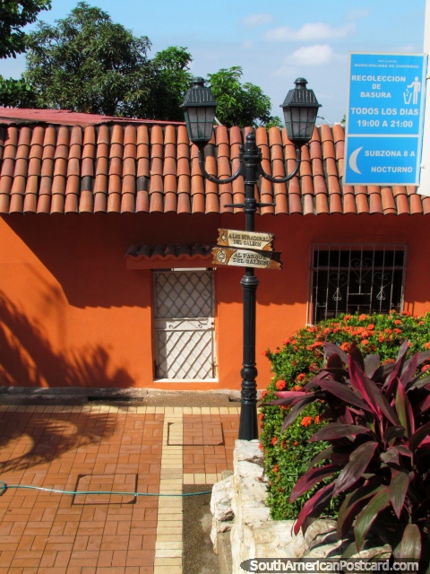 Red tiled roofs, red brick footpaths, Santa Ana hill, Guayaquil. (480x640px). Ecuador, South America.