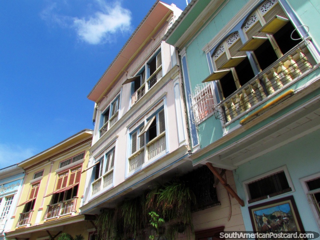 Open the window shutters - houses in the Las Penas neighborhood in Guayaquil. (640x480px). Ecuador, South America.