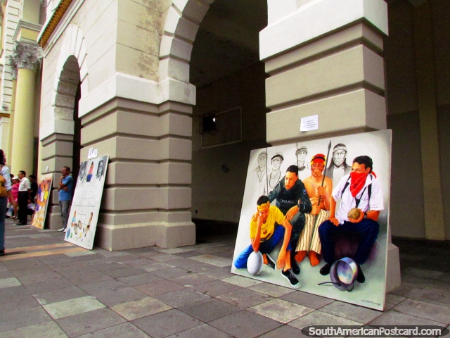 Grandes pinturas de venda no Praa da Administracion em Guayaquil. (640x480px). Equador, Amrica do Sul.